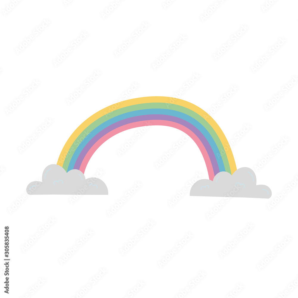 Rainbow with clouds vector design Rainbow with clouds vector design