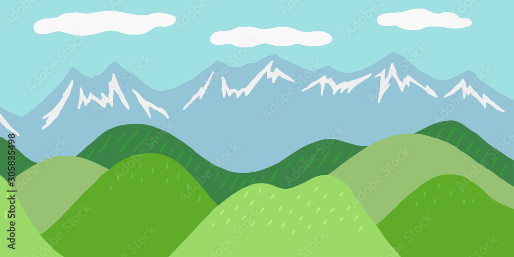 緑の山と高山 緑の山と高山