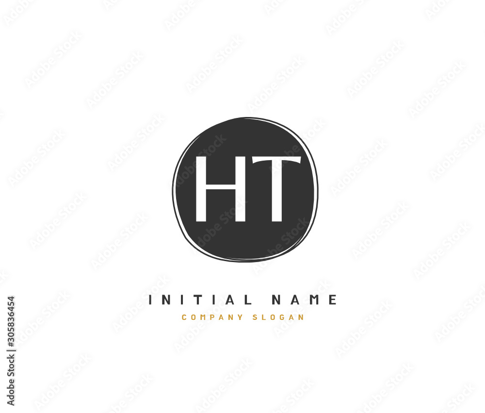 H T HT Beauty vector initial logo, handwriting logo of initial signature, wedding, fashion, jewerly, boutique, floral and botanical with creative template for any company or business.
