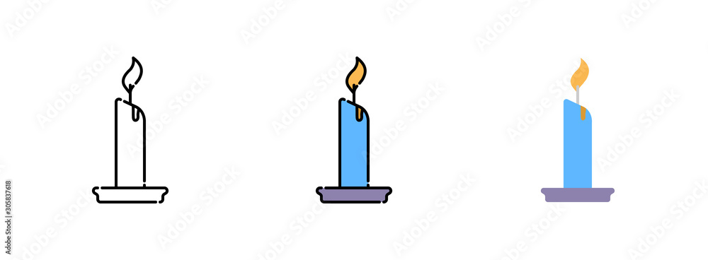 candle icon set isolated on white background for web design candle icon set isolated on white background for web design