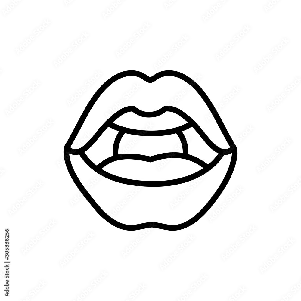 female lips teeth icon on white background thick line female lips teeth icon on white background thick line