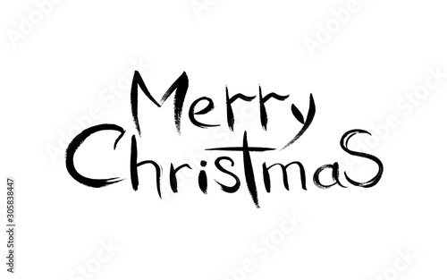 Season's greetings. Merry Christmas. Hand written lettering composition on white backgrounds. The inscription is by hand with brush and paint.