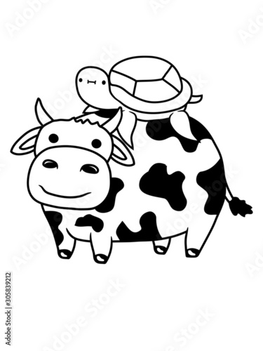 schildkröte und kuh cool nett lieb klein