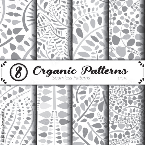 Seamless vector pattern set. Organic background. オーガニック背景のベクターパターンセット