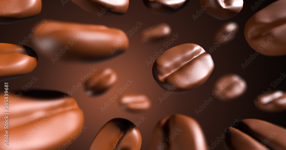 Fototapeta premium Flying Roasted Coffee bean,