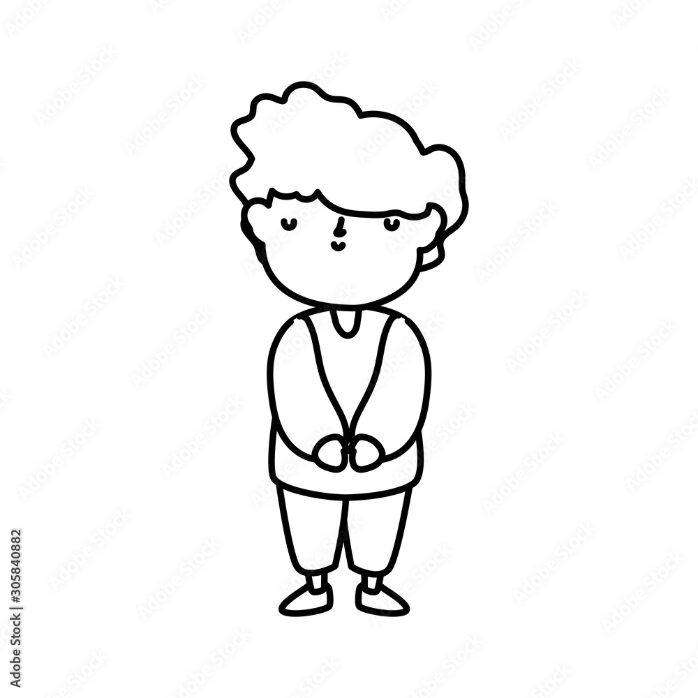 little boy cartoon character thick line