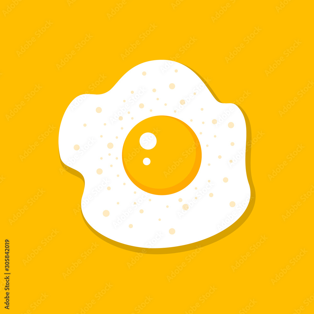 Vector illustration of a fried egg on a yellow background. Vector illustration of a fried egg on a yellow background.