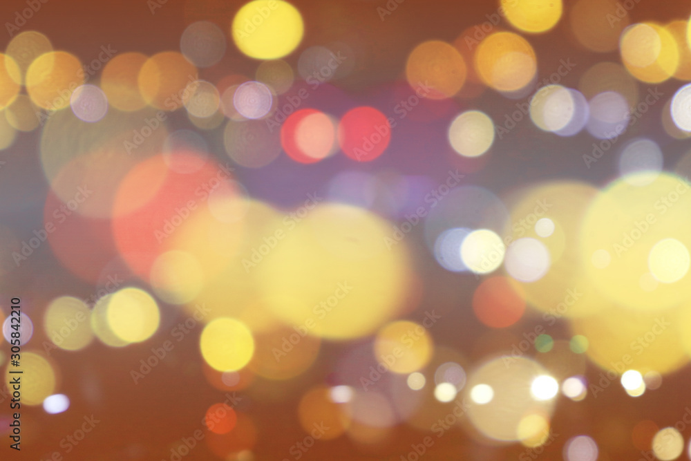 Colorful background with defocused lights Beautiful bokeh light with various colors, Abstract background of blurred street lights at night
