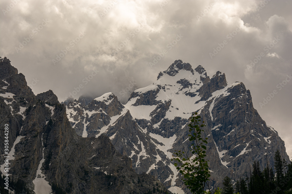 Snow peaks of the Grand Tetons. Jackson Hole, Wyoming