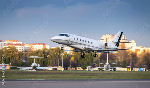 Business jet takeoff