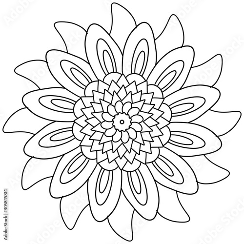 Fototapeta Naklejka Na Ścianę i Meble -  Mandala for a flower pattern tattoo coloring book on a white background