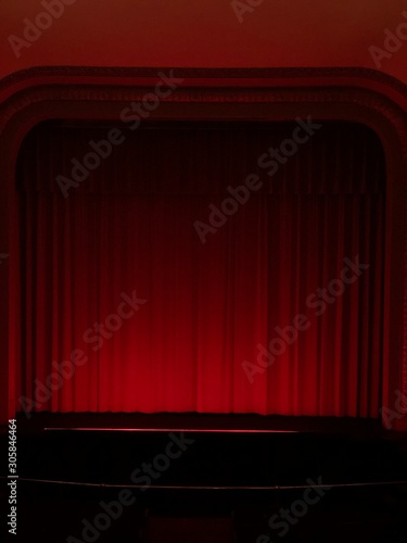 stage with red curtain