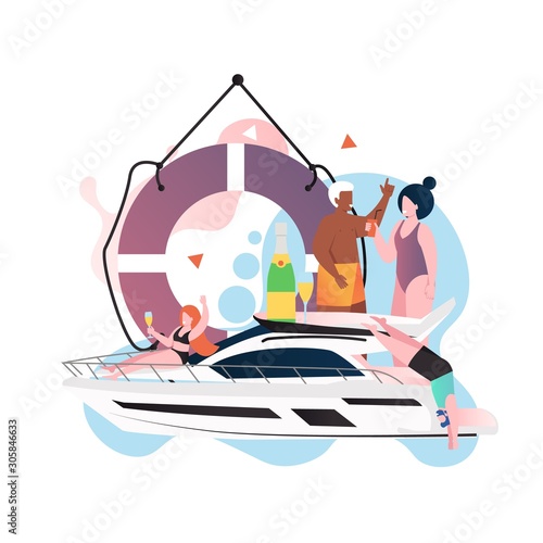 Yacht party vector concept for web banner, website page