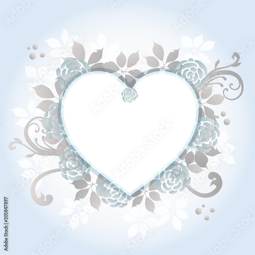 heart frame with roses background