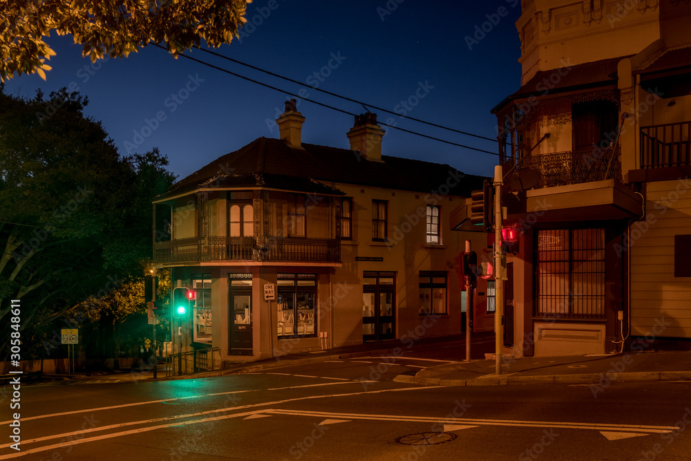 Fototapeta premium old terrace house at first light