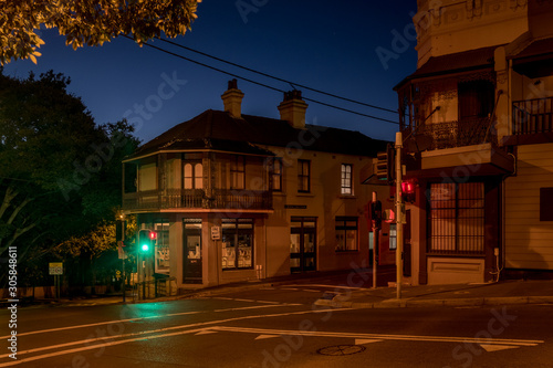old terrace house at first light