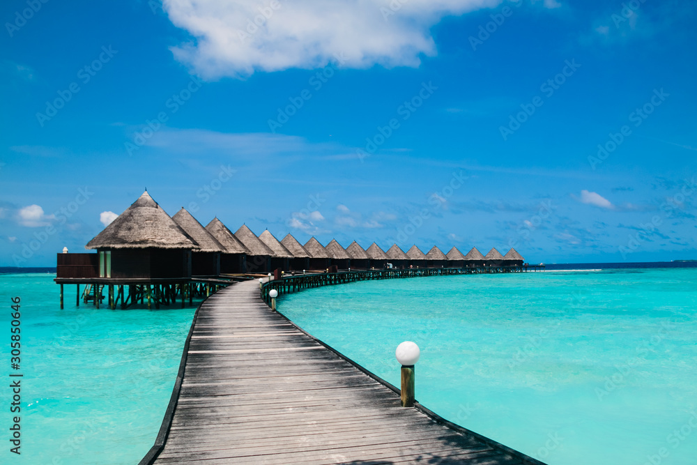 Beautiful tropical Maldives resort hotel and island