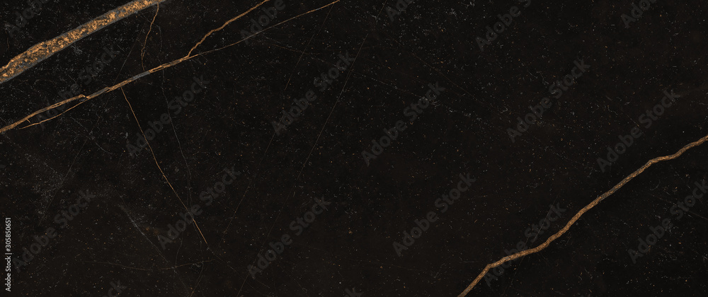 Black marble texture background with golden veins, Black marble natural