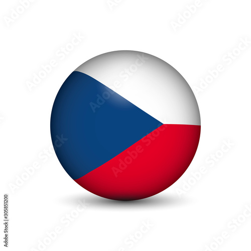 Flag of Czech Republic in the form of a ball isolated on white background.