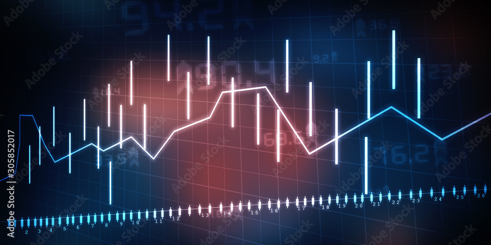 2d rendering Stock market online business concept. business Graph 