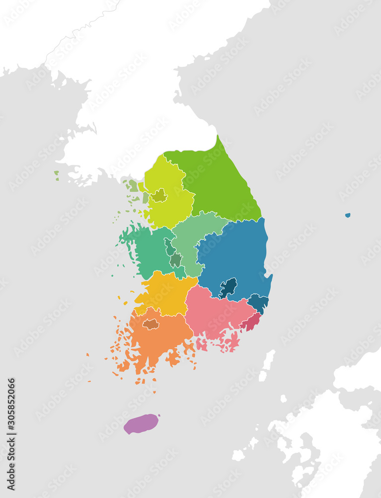 Obraz premium South korea administrative divisions map / no text