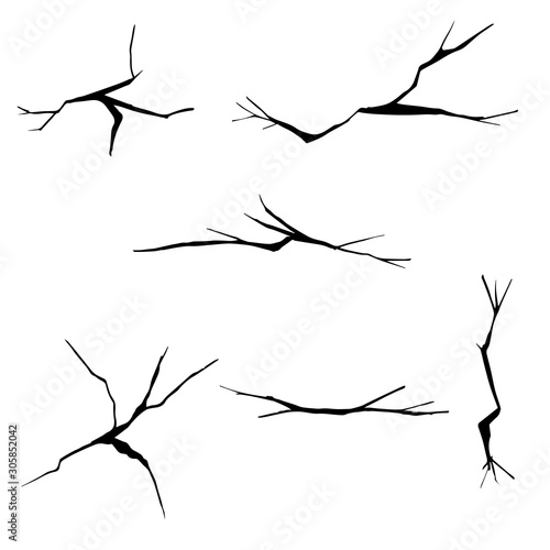 Set of hand drawn cracks. Isolated on white background. cartoon doodle style vector illustration