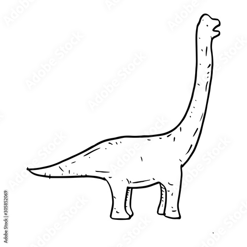 Hand drawn vector doodle Brachiosaurus illustration. cartoon Brachiosaurus isolated on white background for coloring page, poster design , t shirt print, and sticker.