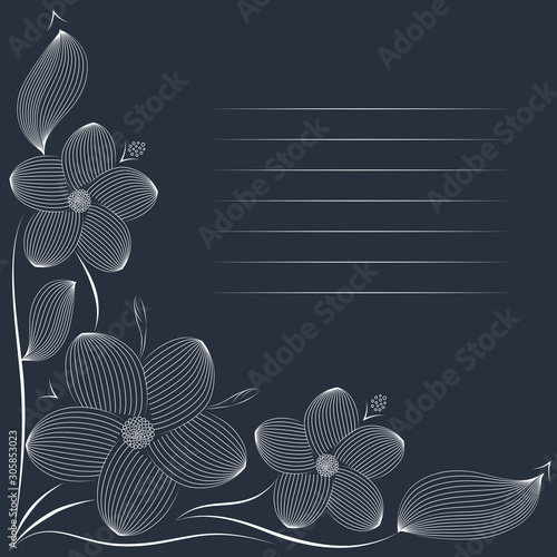 corner pattern white tiara flowers postcard invitation