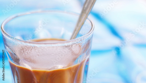 Clear hot coffee, ancient sweet milk