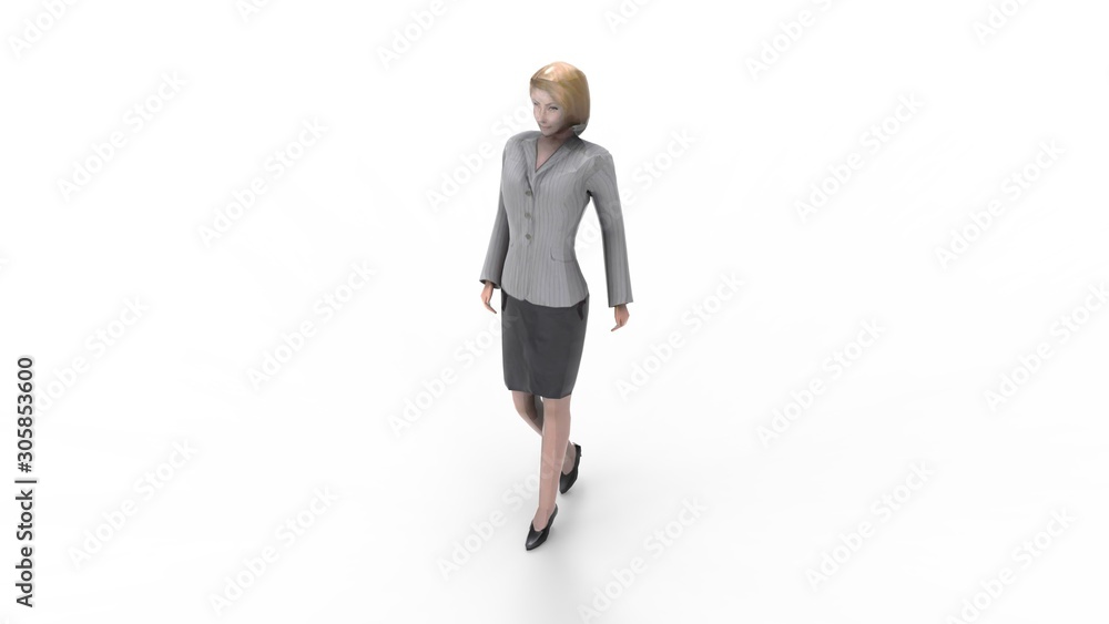 3d rendering of a walking woman isolated in white background 3d rendering of a walking woman isolated in white background