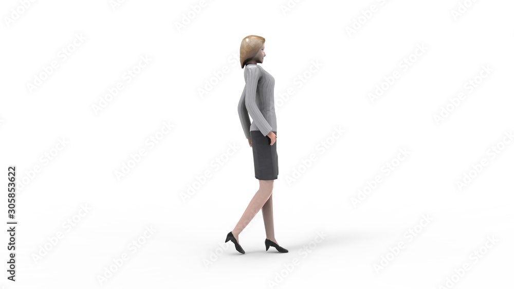 3d rendering of a walking woman isolated in white background 3d rendering of a walking woman isolated in white background