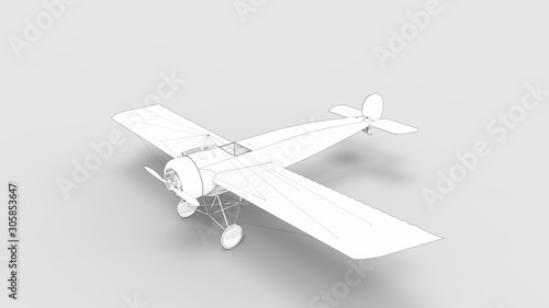 3d rendering of a world war one airplane isolated in studio