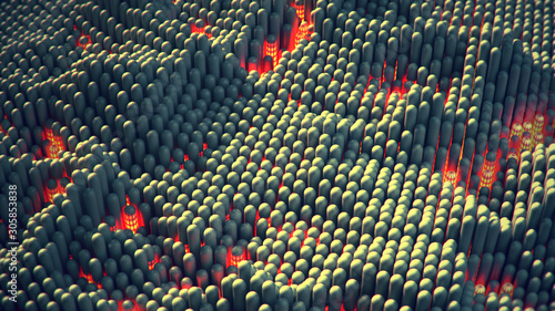 Waving array of capsules 3D...