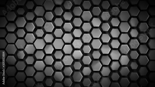 Grey hexagonal background abstract 3D render © gonin