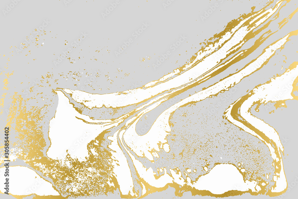 Fototapeta premium Gray and gold agate ripplle pattern. Simple marble monochrome background. Minimalism