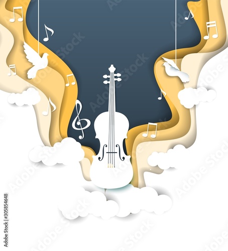 Vector layered paper cut style music background