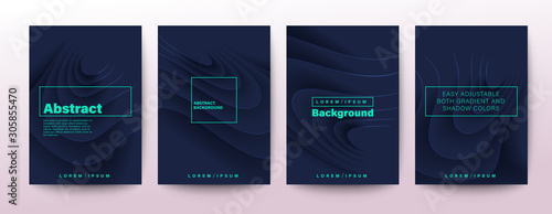 Set of abstract ripple curved shape on dark blue background for Brochure, Flyer, Poster, leaflet, Annual report, Book cover, Graphic Design Layout template.