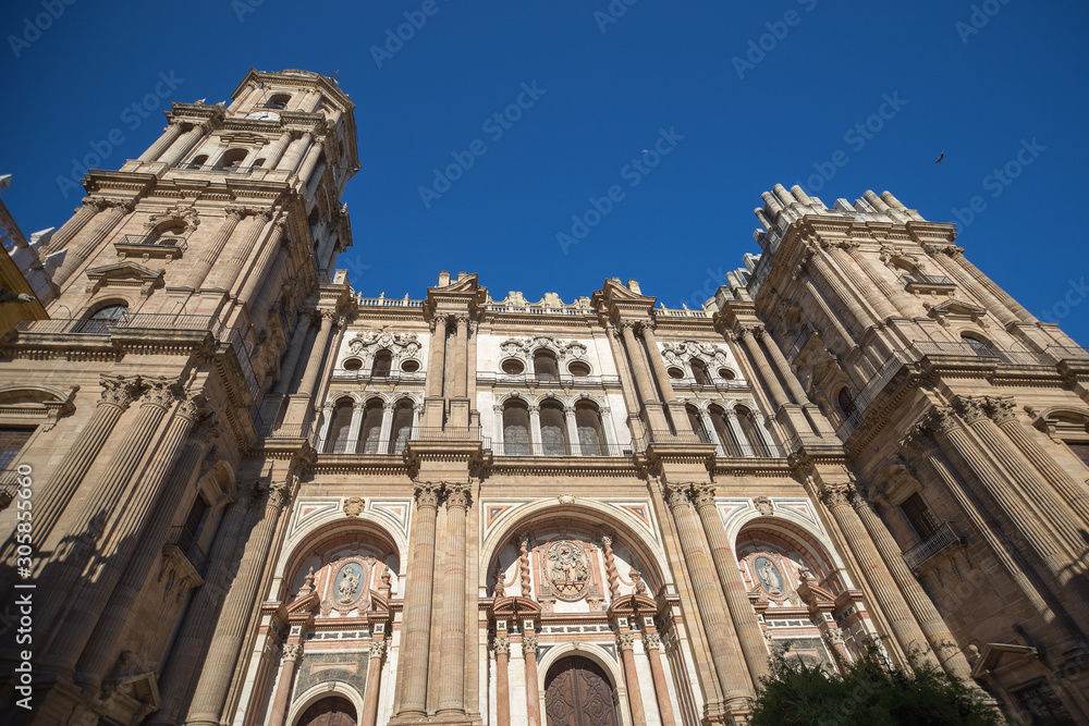The cathedral of Malaga. It was constructed between 1528 and 1782 and one of two its towers is left semi-built.