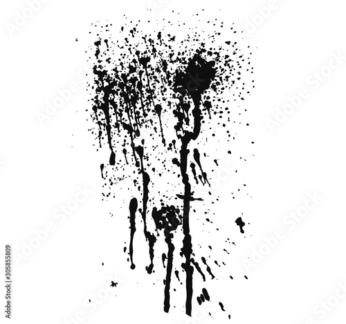 Black ink stains brush isolated on white background