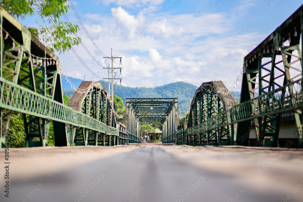 Fototapeta premium old bridge at pai maehongson thailand