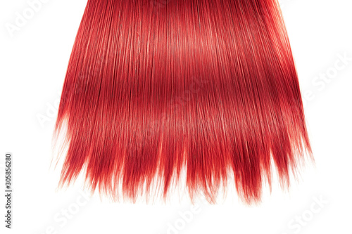 Red hair close-up on white background, isolated