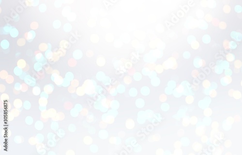 Brilliant white snow bokeh pattern. Silver glitter texture. New year holiday white background. Shimmer sequins Christmas backdrop. Diamond gleaming illustrationr. Sparkler pale wonderful template. 