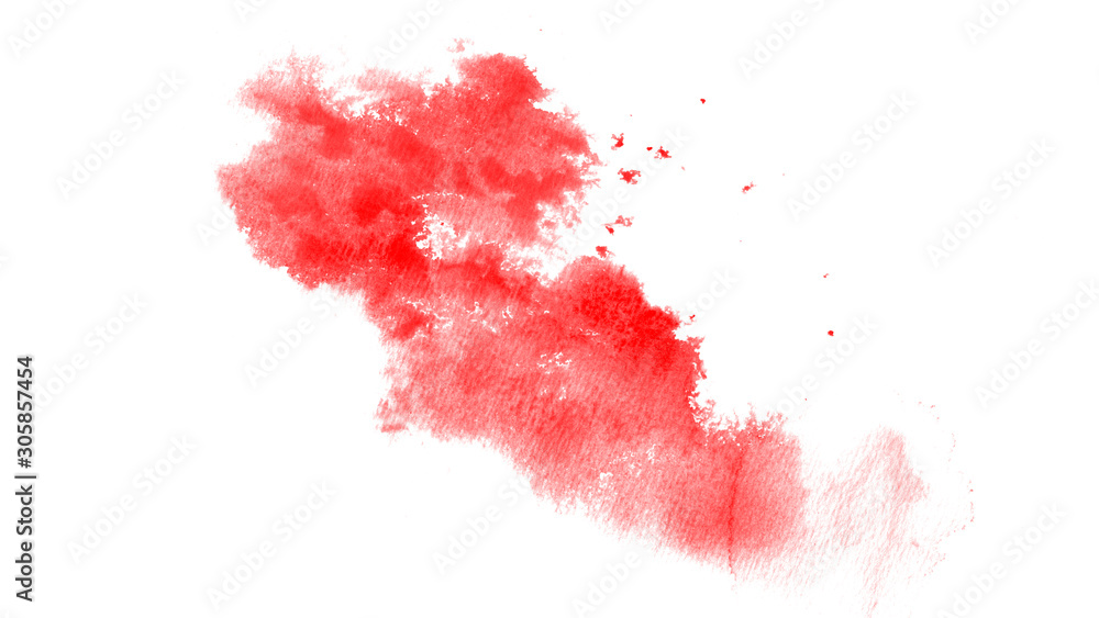 Beautiful red watercolor splash brush isolated on white background