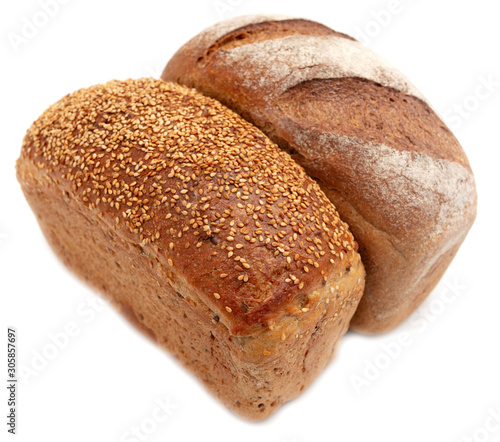 Fresh rosy bread isolated on a white background