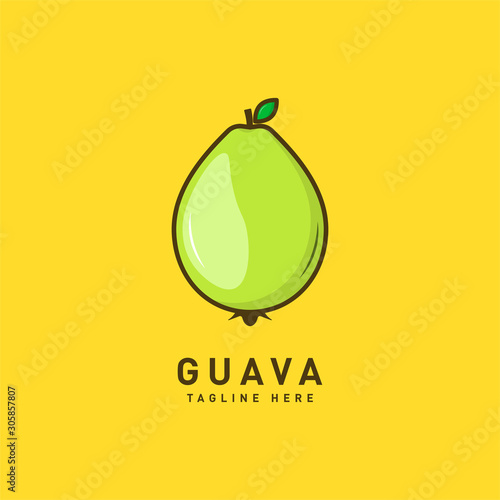 Guava fruit logo vector template. Guava in flat style. Guava icon. Guava and Healthy Fruit design with modern style. Vector illustration