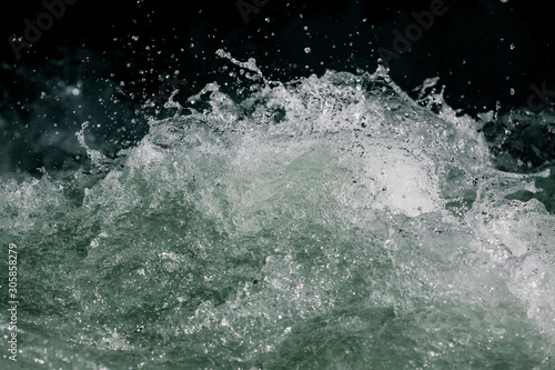 Splashes of water from the waves in the sea