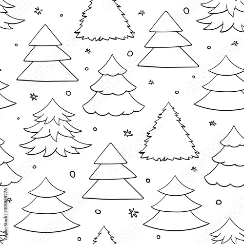 Simple black and white pattern with christmas tree