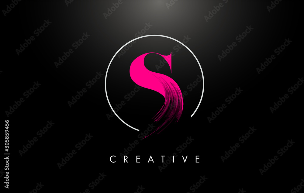 Pink S Brush Stroke Letter Logo Design. Pink Paint Logo Leters Icon. Pink S Brush Stroke Letter Logo Design. Pink Paint Logo Leters Icon.
