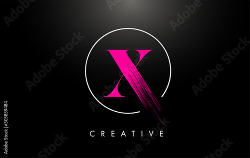Pink X Brush Stroke Letter Logo Design. Pink Paint Logo Leters Icon.
