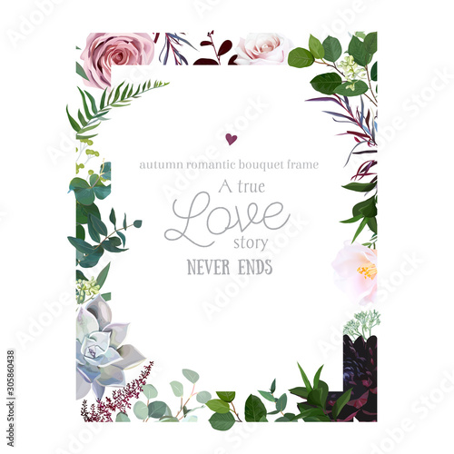 Floral trendy background. Paper cut frame